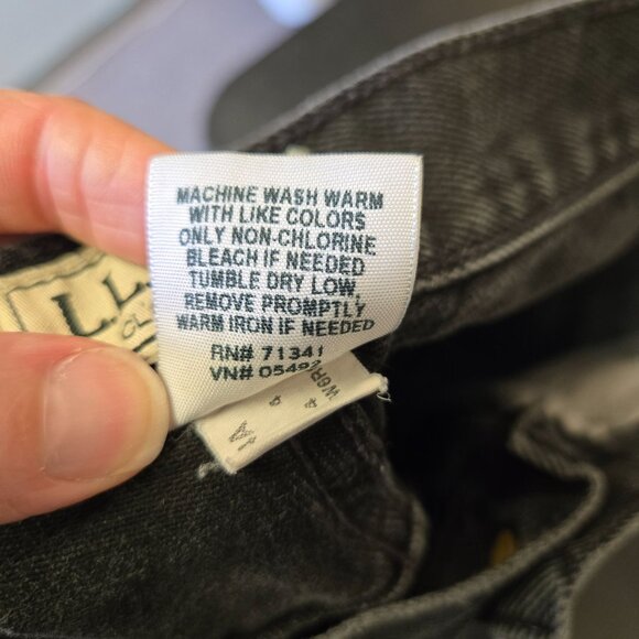 Vintage Mom 90s L.L. Bean 28 High Rise Faded Distressed Black Denim Jeans Tapere - Picture 8 of 12